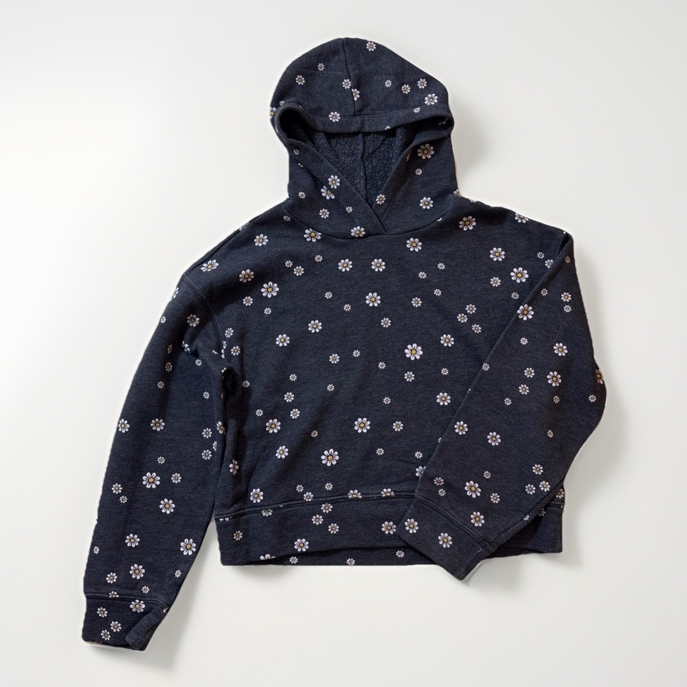 Old Navy Tag You're It Girl's Large (10-12) All Daisy Print Fleece Lined Hoodie